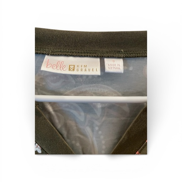 Belle by Kim Gravel Paisley Long Sleeve Top - Olive and Red - Picture 3 of 3